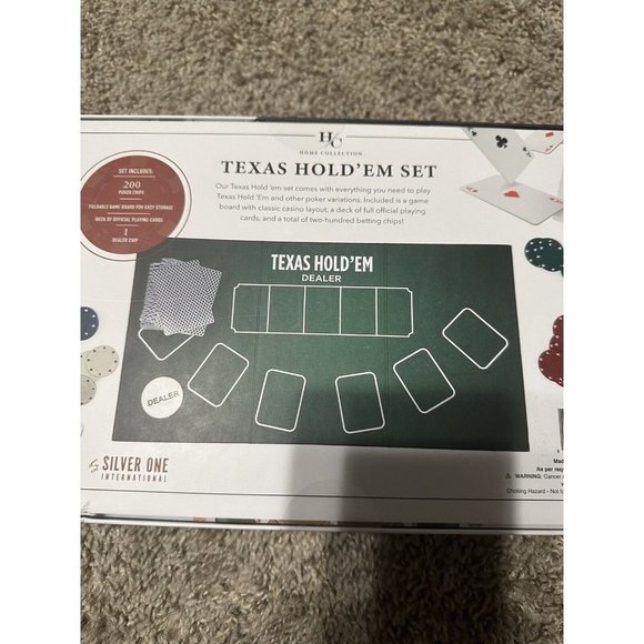 Home Collection Texas Hold’em Includes 200 Poker Chip Card Deck Dealer New - Picture 5 of 6